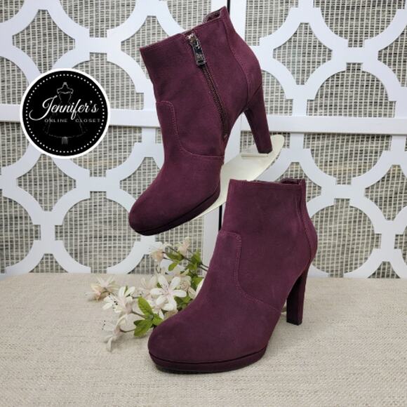 Rockport NEW Women's Seven To 7 Windsor Wine Ally Suede Heeled Bootie Size 9 - Picture 1 of 16